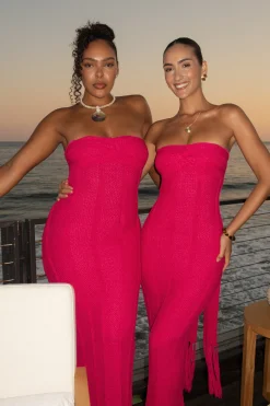 Fuchsia Blanca Strapless Maxi Dress