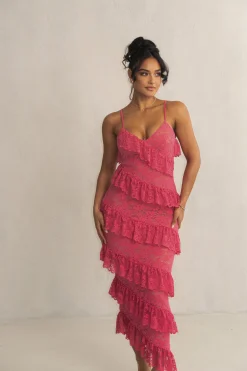 Fuchsia Feeling Of Forever Ruffle Dress
