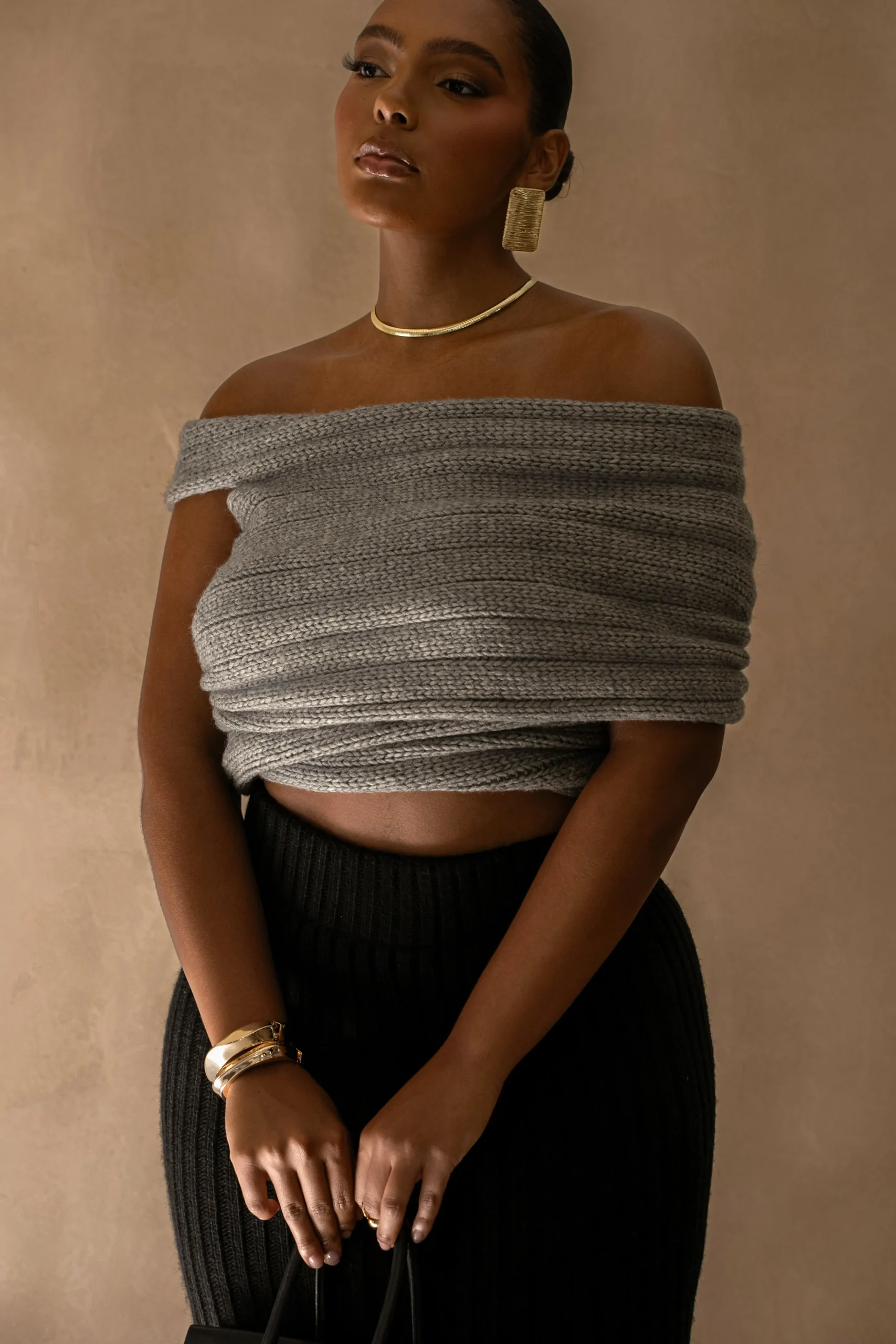 Gold Arin Rectangle Drop Earrings