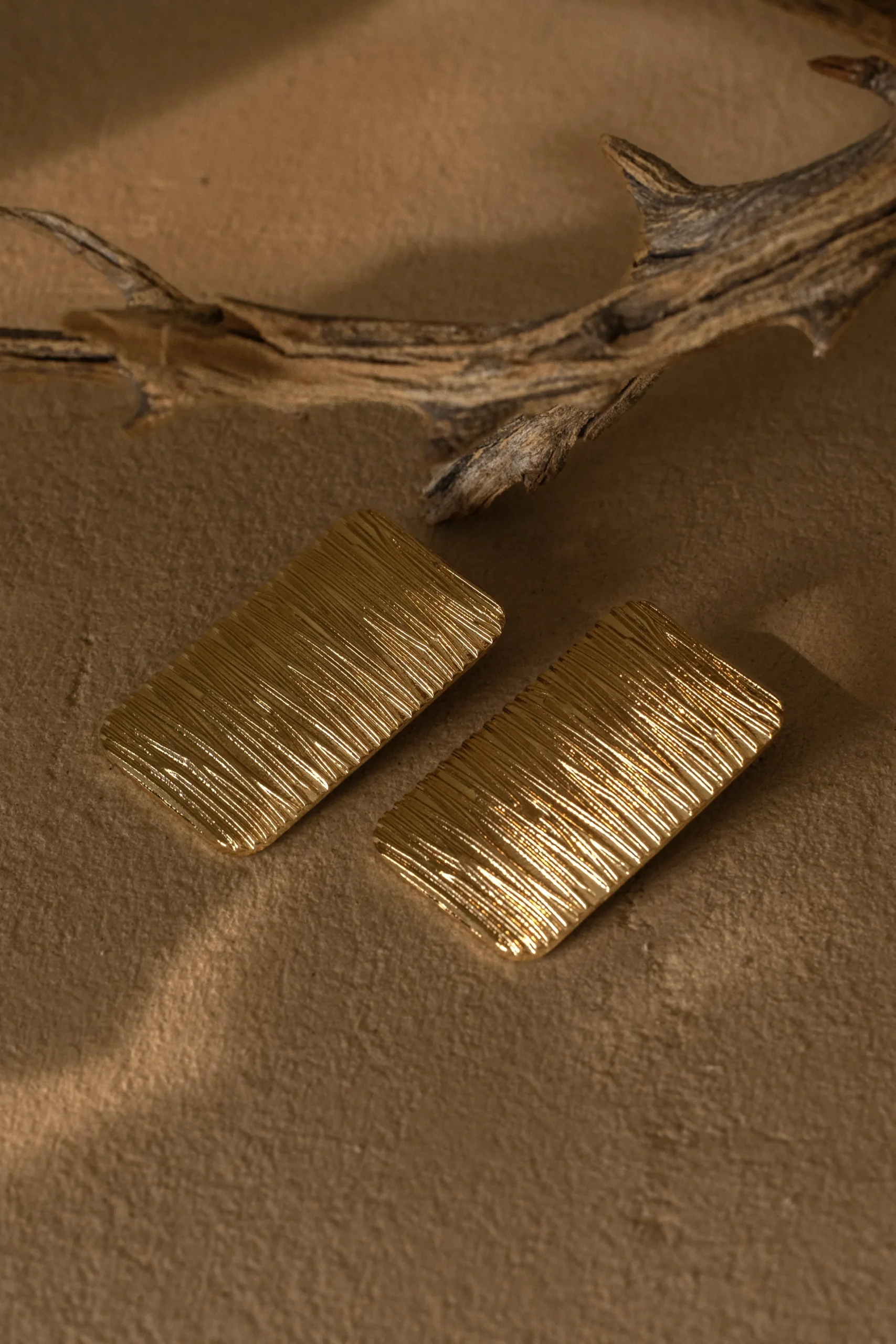 Gold Arin Rectangle Drop Earrings
