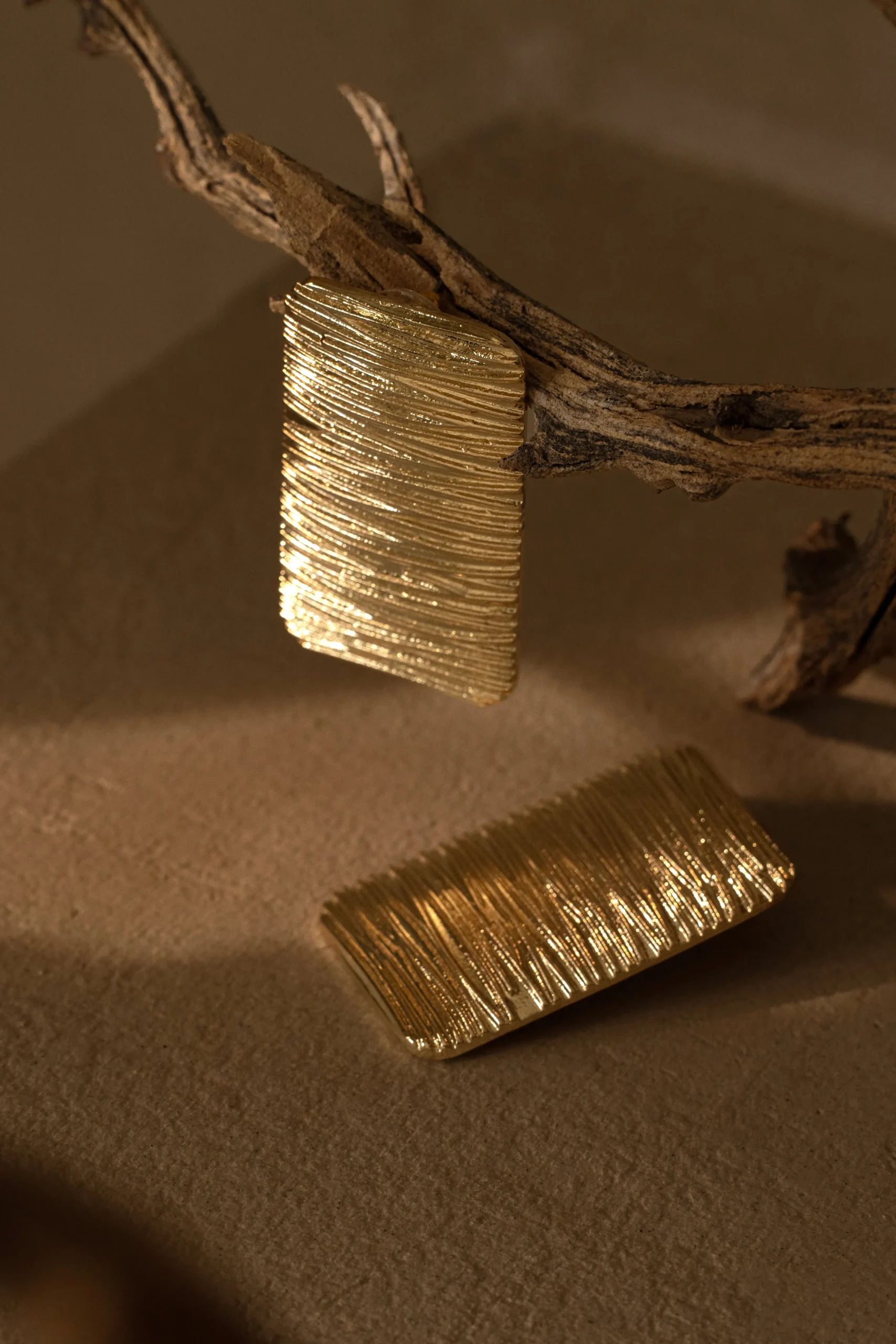 Gold Arin Rectangle Drop Earrings