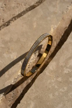 Gold Crystal Paved Hinge Bracelet