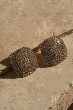 Gold Dazzler Crystal Paved Earrings
