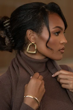 Gold Gina Texture Earrings