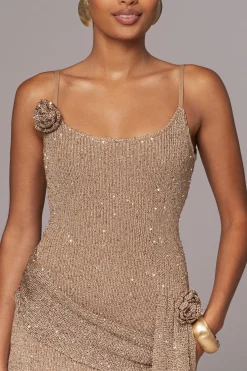 Gold Golden Dusk Sequin Dress