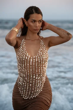 Gold Into The Sea Pearl Top