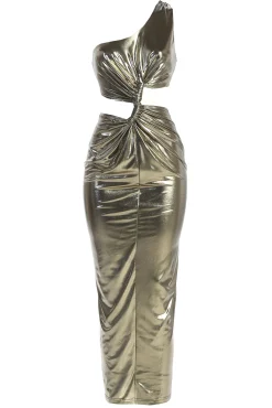 Gold Joce One Shoulder Maxi Dress