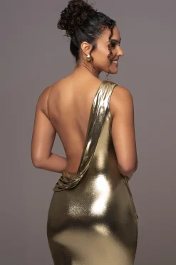 Gold Metallic Belle Maxi Dress