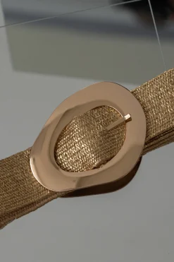 Gold Oval Buckle Woven Belt