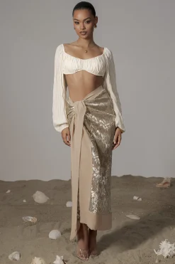 Gold Positano Printed Sarong Skirt