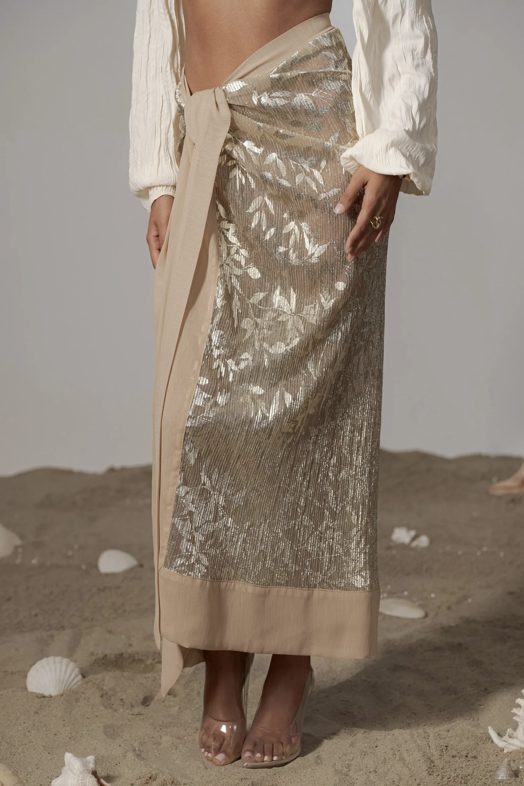 Gold Positano Printed Sarong Skirt