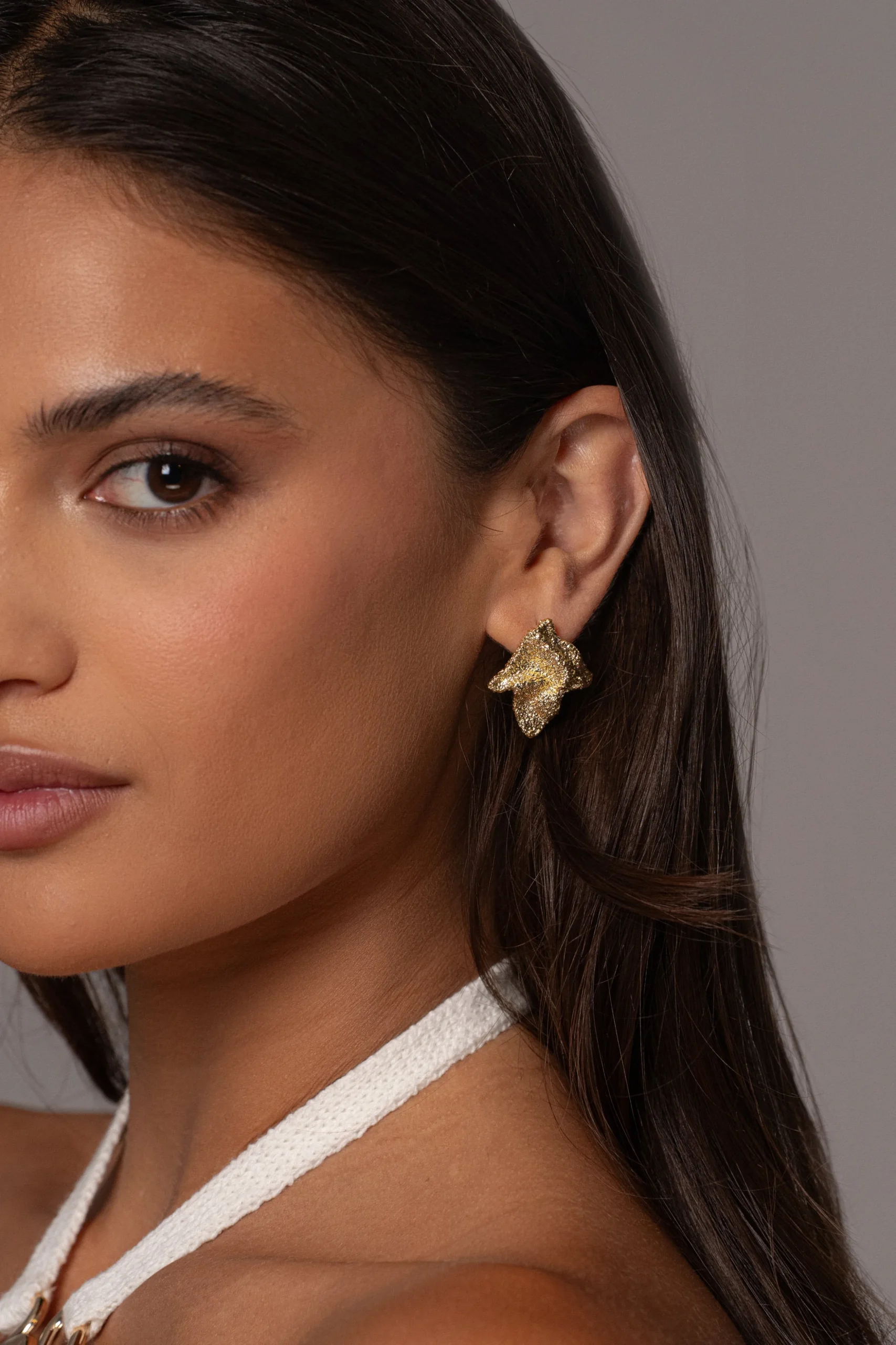 Gold Roma Textured Earrings