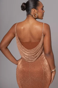 Gold Shimmery Nights Maxi Dress