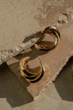 Gold Swirl Open Hoop Earring