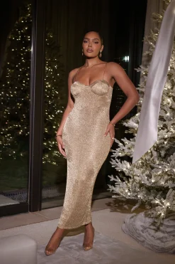Gold Twilight Elegance Maxi Dress