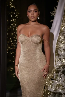 Gold Twilight Elegance Maxi Dress