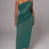 Green Alari One Shoulder Maxi Dress