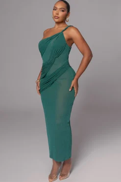 Green Alari One Shoulder Maxi Dress