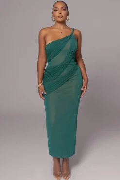 Green Alari One Shoulder Maxi Dress