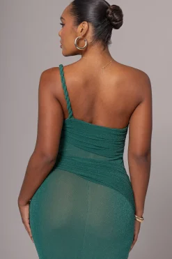 Green Alari One Shoulder Maxi Dress