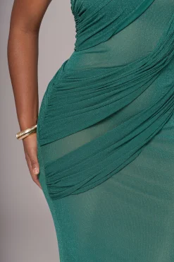 Green Alari One Shoulder Maxi Dress