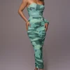 Green Capri Ruched Dress