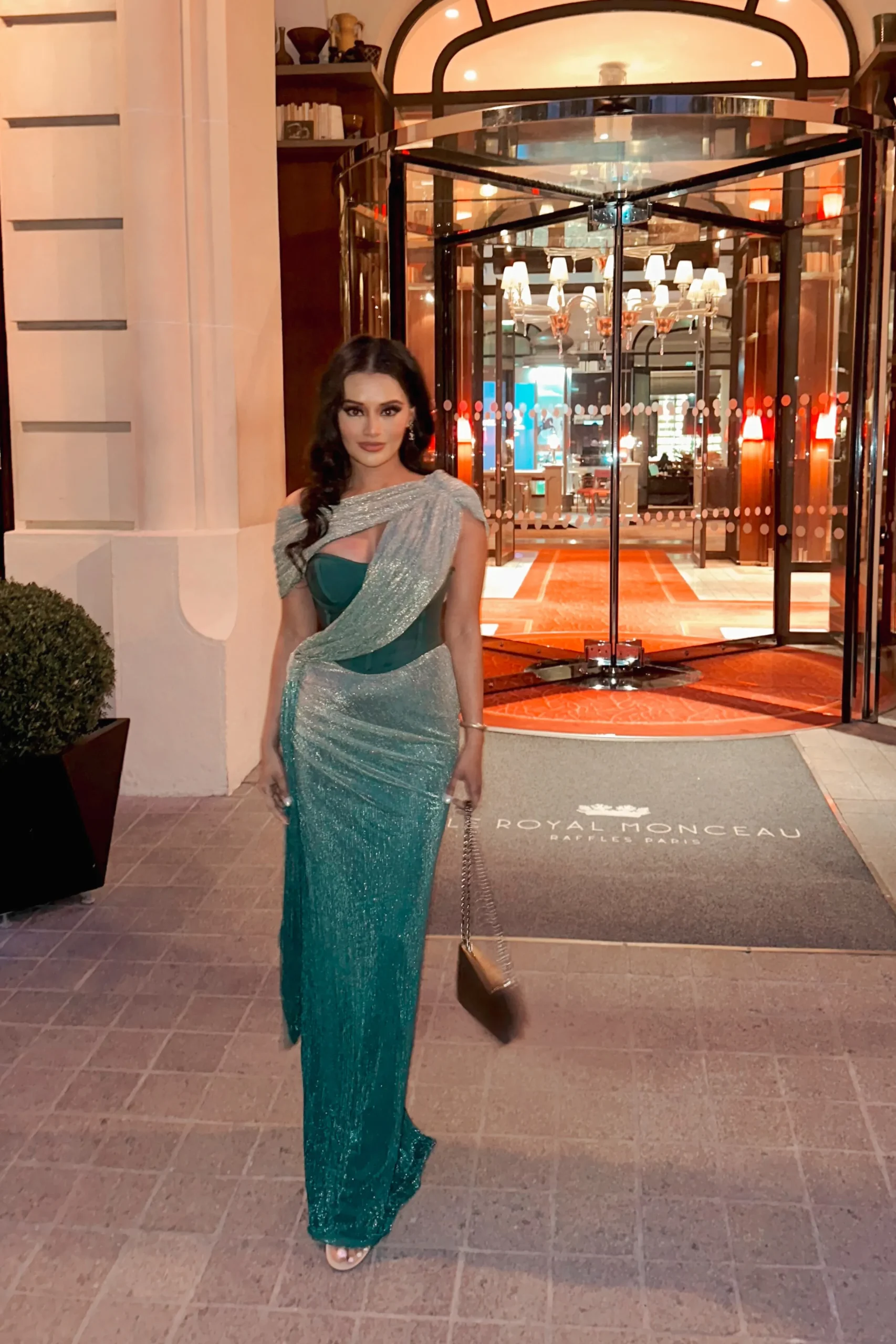 Green Celestina Draped Maxi Dress