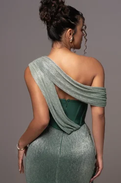 Green Celestina Draped Maxi Dress