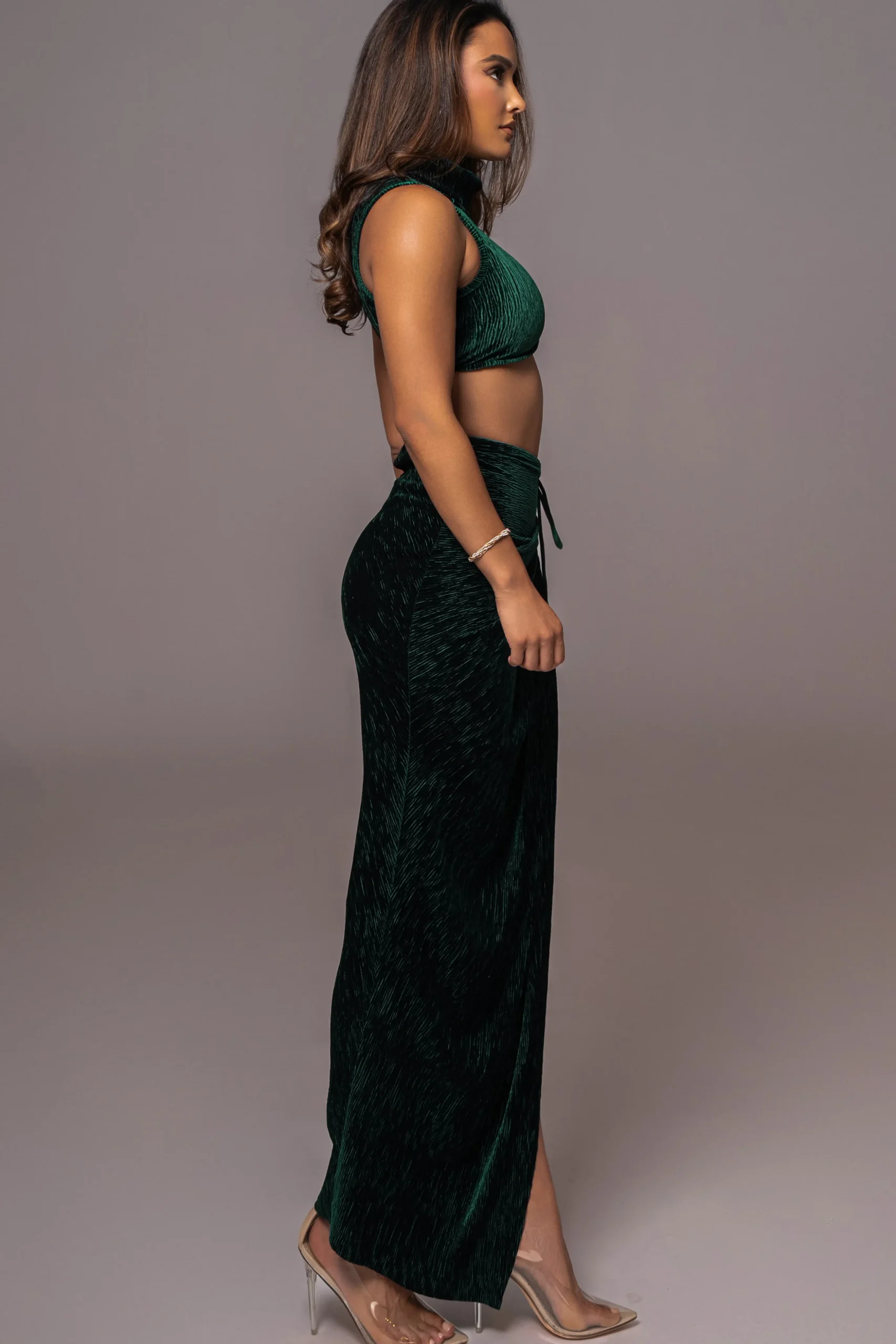Green Chosen One Velvet Skirt Set