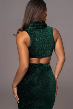 Green Chosen One Velvet Skirt Set