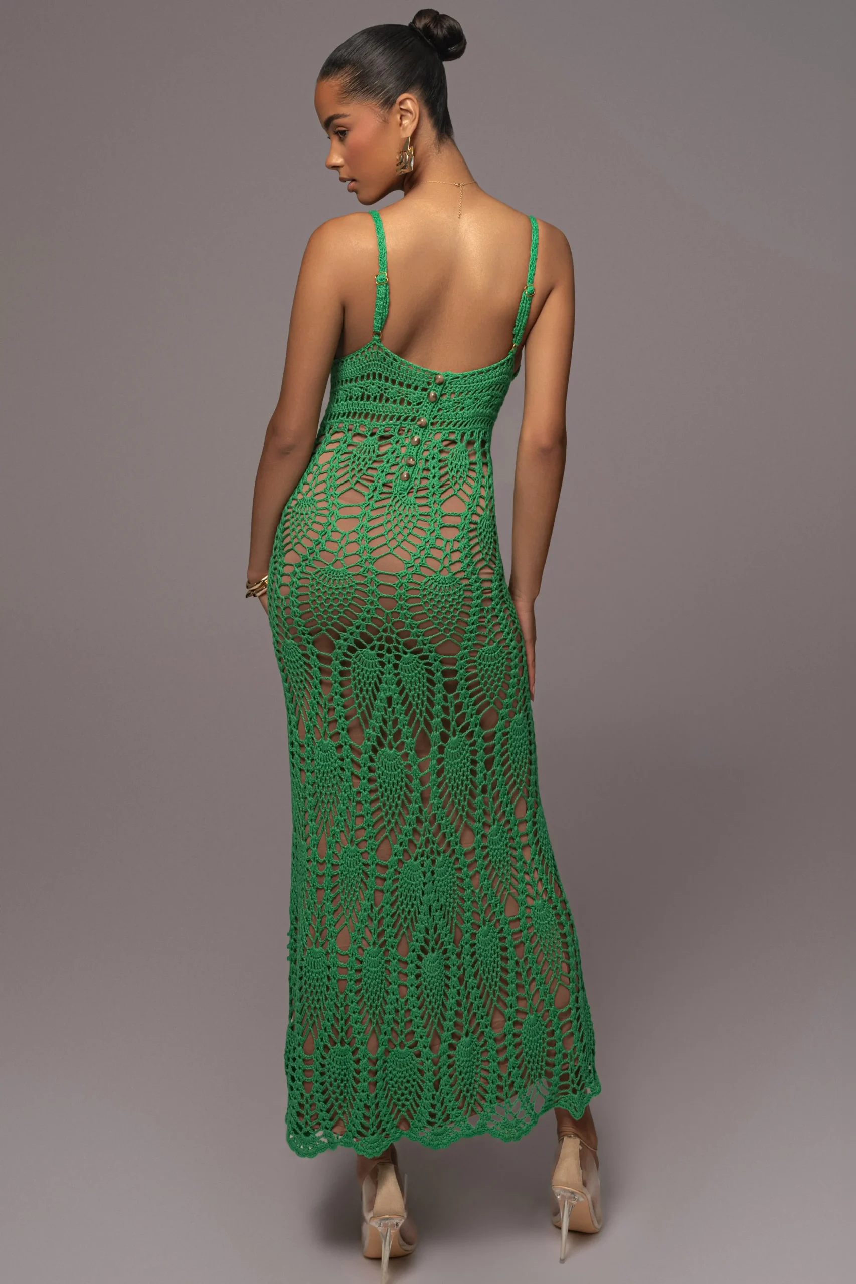 Green Great Escape Crochet Maxi Dress