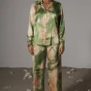 Green Hidden Gems Satin Pant Set