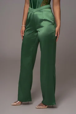 Green Joana Cutout Satin Trousers