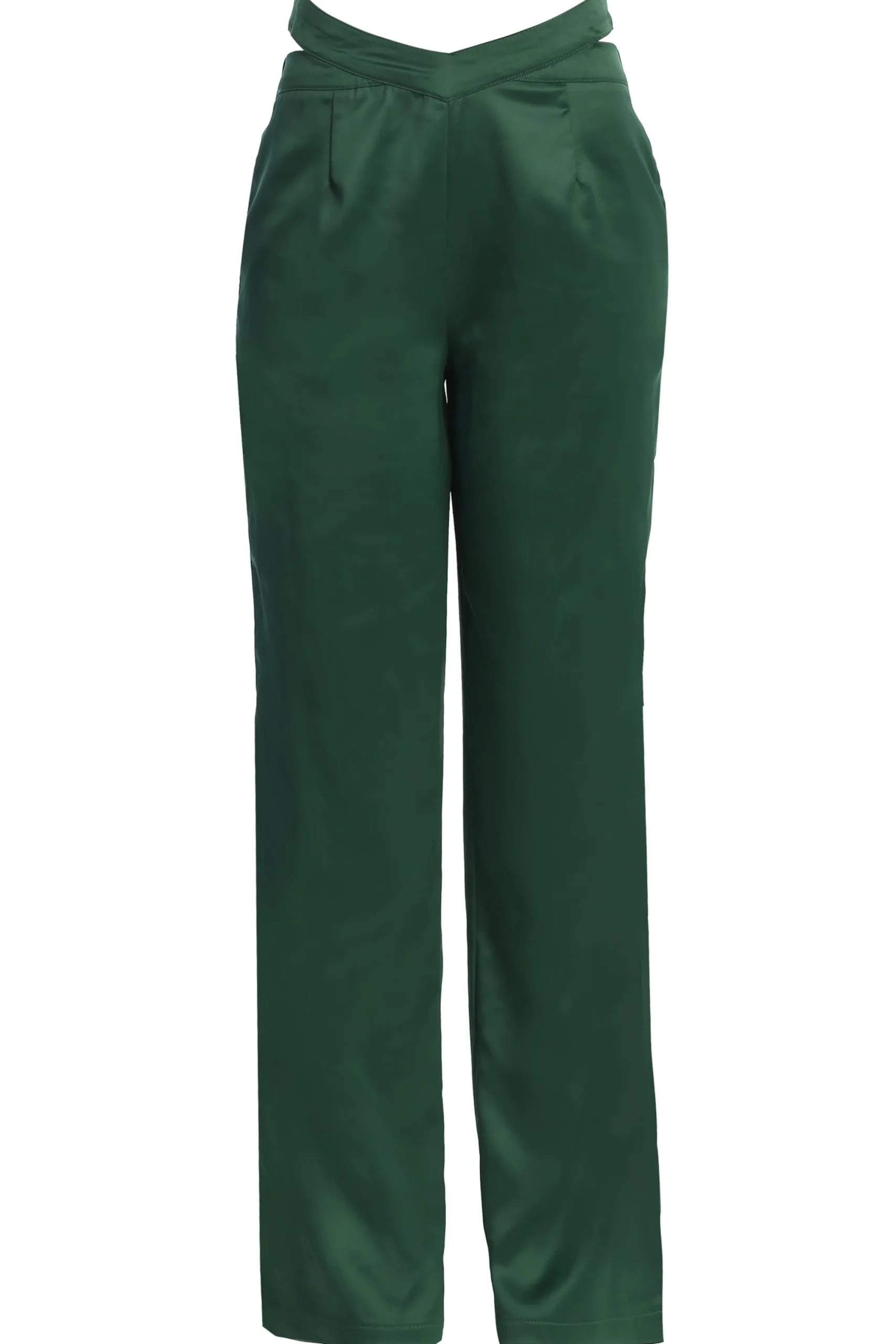 Green Joana Cutout Satin Trousers