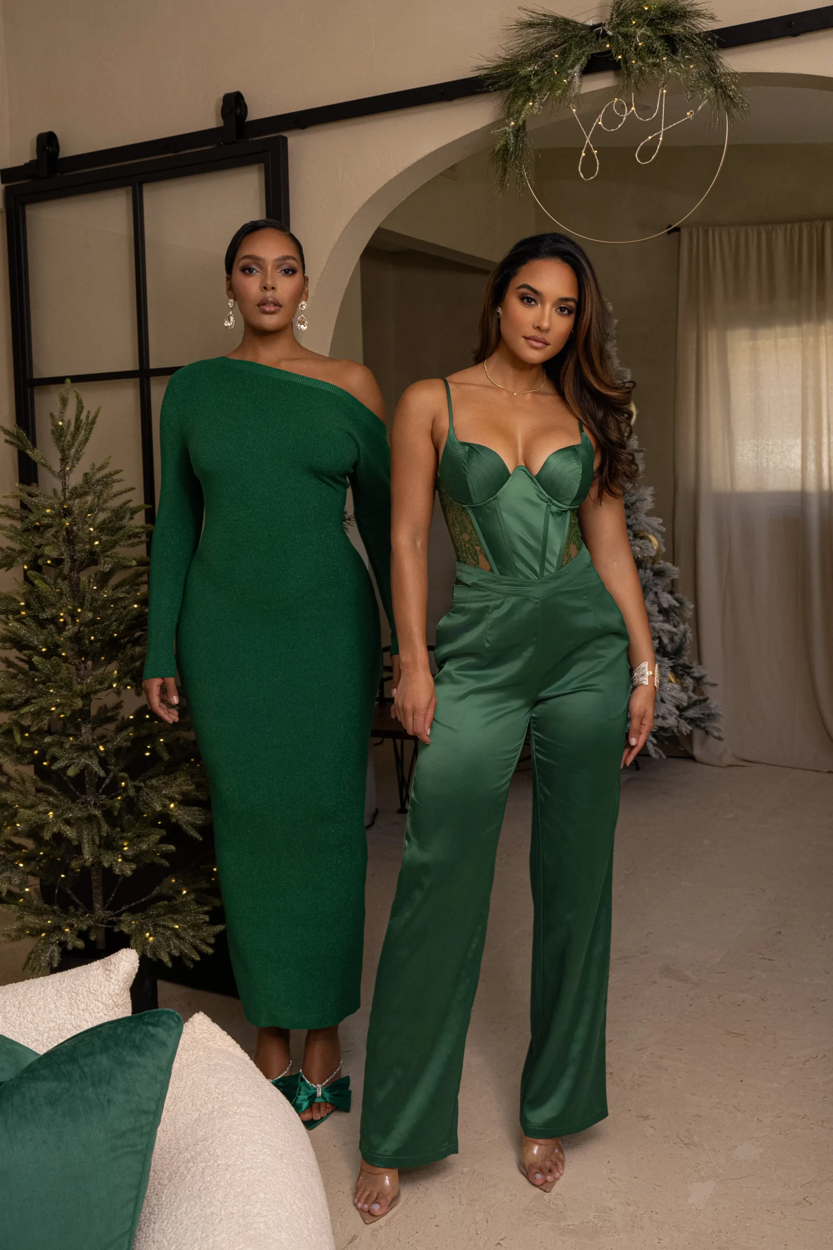Green Joana Cutout Satin Trousers