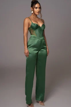Green Joana Cutout Satin Trousers
