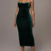 Green JOSANNA VELVET MIDI DRESS