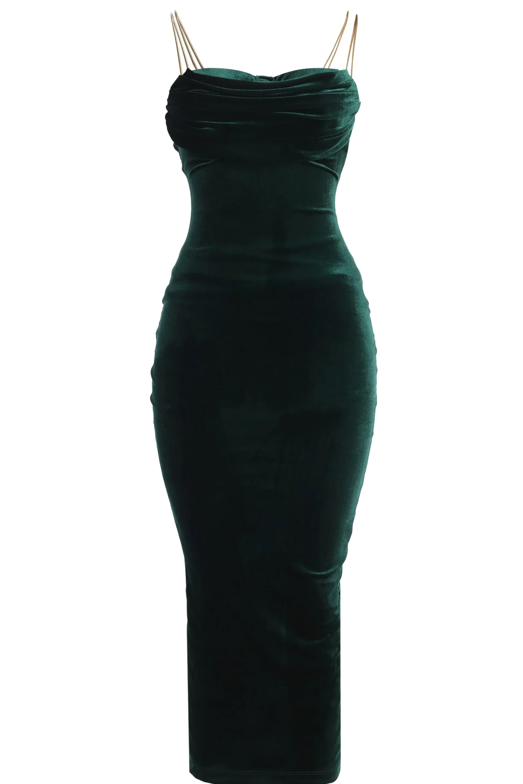 Green JOSANNA VELVET MIDI DRESS