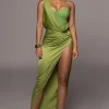 Green KRISTIANA SLIT DRESS