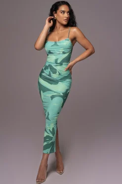 Green Naylene Ruched Dress