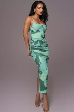 Green Naylene Ruched Dress
