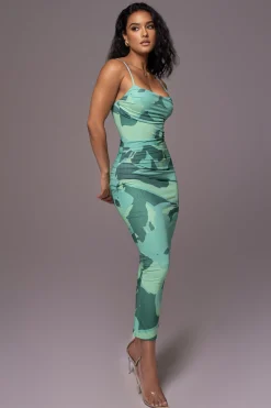 Green Naylene Ruched Dress