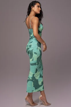 Green Naylene Ruched Dress