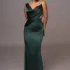 Green Satin Belle Maxi Dress