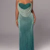 Green Shimmery Nights Maxi Dress