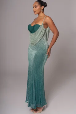 Green Shimmery Nights Maxi Dress