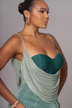 Green Shimmery Nights Maxi Dress