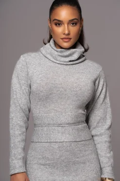 Grey Aubrey Turtleneck Sweater Dress