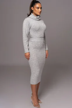 Grey Aubrey Turtleneck Sweater Dress