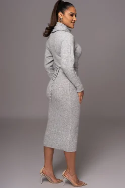 Grey Aubrey Turtleneck Sweater Dress